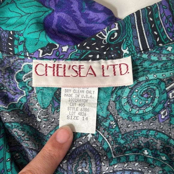 Chel’sea L’td Vintage Paisley And Floral Button Up Cropped Blouse Sz 14 A - Picture 2 of 4